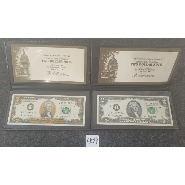 LOT OF 2 - 2003-A WRME U.S. $2 BANKNOTES