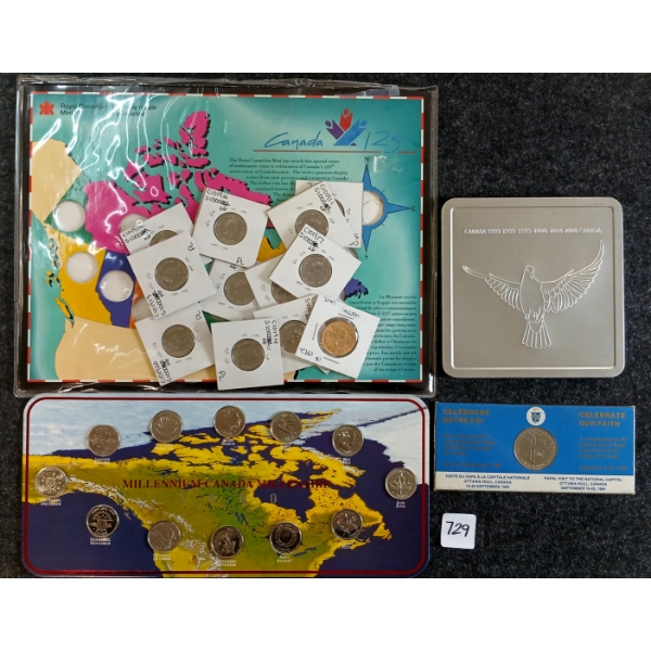 LOT OF 4 - 1992 & 2000 RCM SETS, 2000 CDN POST KEEPSAKE & 1984 CELEBRATE OUR FAITH COIN