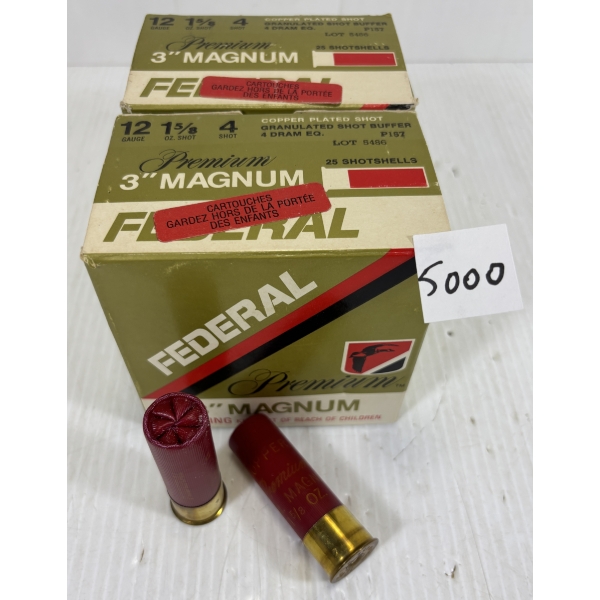 AMMO: 50 X FEDERAL 12GA - 3IN - #4 SHOT