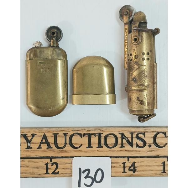 LOT OF 2 - BOWERS & BRASS NO. 5 TRENCH ART STYLE LIGHTERS