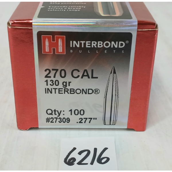 BULLETS: 100X HORNADY INTERBOND .270CAL - 130GR