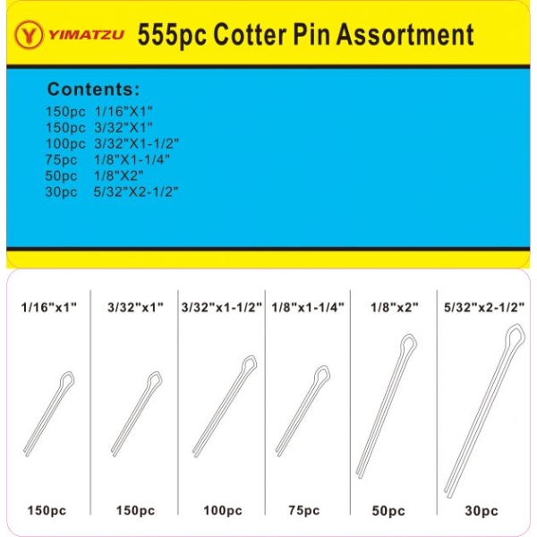 LOT OF 2 - YIMATZU 555PC COTTER PIN ASSORTMENT SETS
