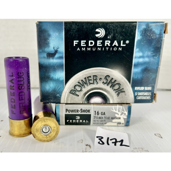 AMMO: 10X FEDERAL 16 GA 2-3/4 IN - RIFLED HP SLUGS