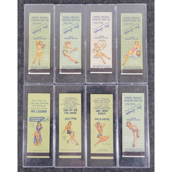LOT OF 8 - PIN-UP ADVERTISING MATCHBOOK PACKAGES - ADVANCE MATCH, ETC