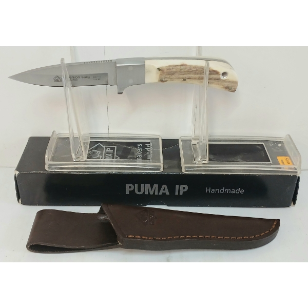 PUMA SILVERLION STAG KNIFE W/ LEATHER SHEATH