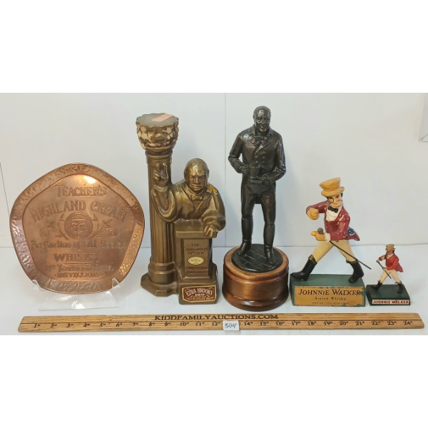 LOT OF 5 - JOHNNIE WALKER, TEACHER'S, EZRA BROOKS & CORPORATE HERITAGE COLLECTIBLES