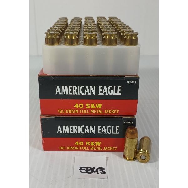 AMMO: 100X FEDERAL AMERICAN EAGLE .40 S&W - 165GR - FMJ