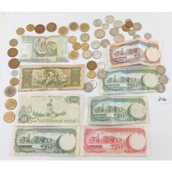 QTY OF WORLD CURRENCY - INCL BRAZIL, CHILE & ARGENTINA, ETC