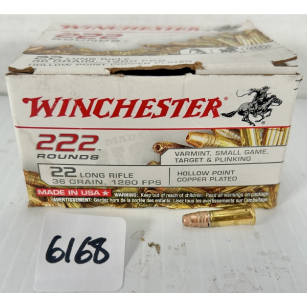 AMMO: APPROX 180X WINCHESTER .22 LR 36GR. HP 