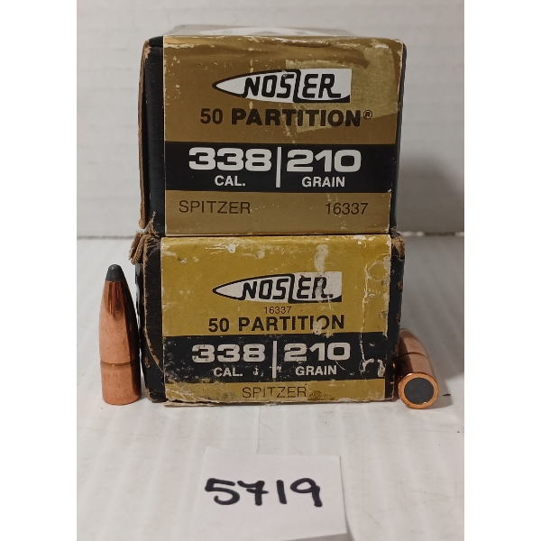 BULLETS: APPROX 100X .338 - 210GR - SPITZER - INCL SEALED