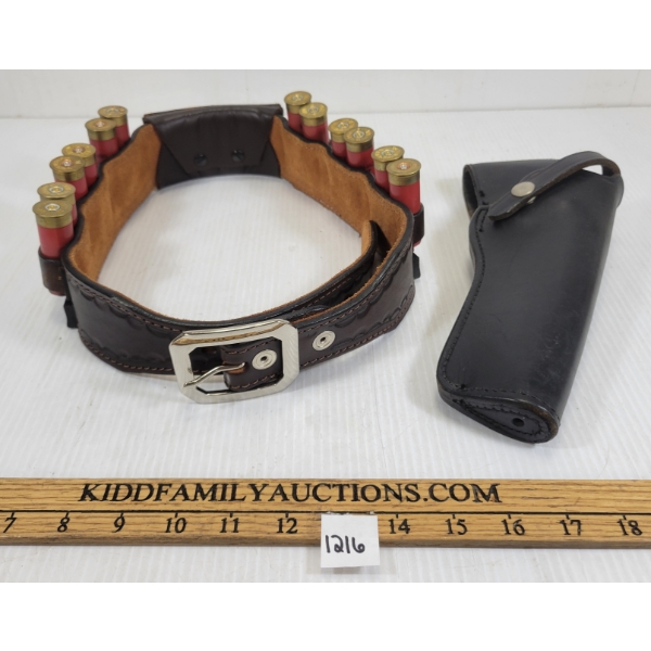 LOT OF 2 - KIRKPATRICK LEATHER CARTRIDGE BELT & S&W HOLSTER