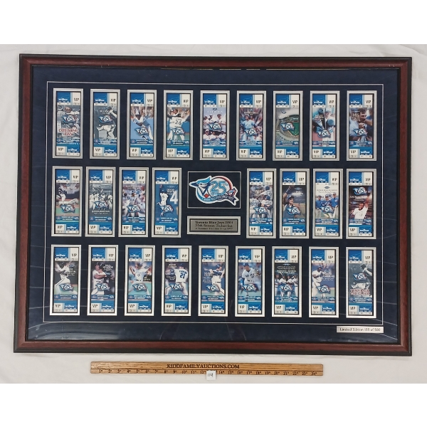 TORONTO BLUE JAYS 2001 25TH SEASON TICKETS SET - FRAMED