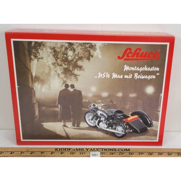 SCHUCO DIECAST MONTAGEKASTEN NSU MAX MIT BEIWAGEN MODEL KIT