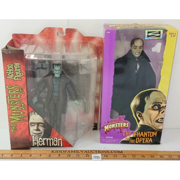 LOT OF 2 - THE MUNSTERS HERMAN & UNIVERSAL STUDIOS PHANTOM OF THE OPERA ACTION FIGURES