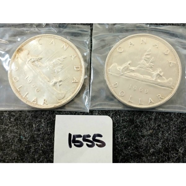LOT OF 2 - 1960 CDN SILVER DOLLARS - VOYAGEUR 
