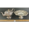 LOT OF 2 - SILVERPLATED EPNS BROS. TEAPOT W/ PEARL HANDLE & SILVER MOUNTS FRUIT BOWL