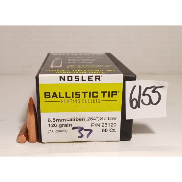 BULLETS: 37X NOSLER BALLISTIC TIP - 6.5MM - 120GR