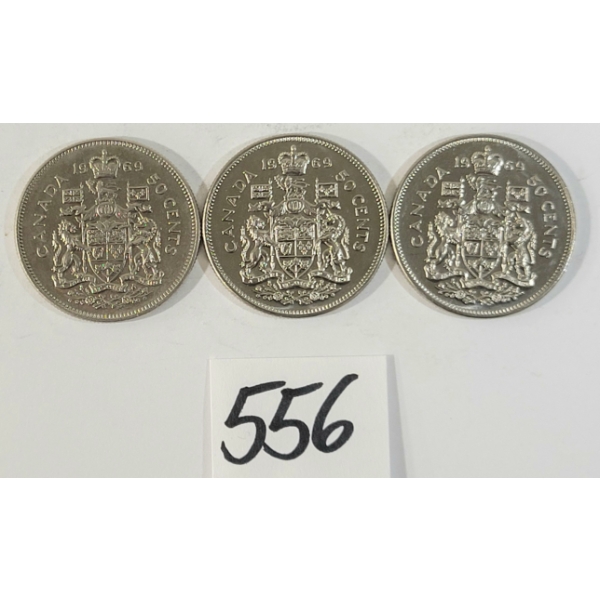 LOT OF 3 - 1969 CDN 50 CENT COINS
