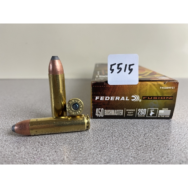 AMMO: 20X FEDERAL FUSION 450 BUSHMASTER 260 GR. SP