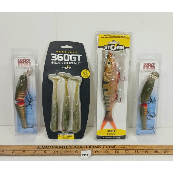 LOT OF 4 - FISHING LURES - INCL STORM & LUCKY STRIKE
