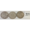 Image 1 : LOT OF 3 - 1941, 1942 & 1962 U.S. WALKING LIBERTY & BENJAMIN FRANKLIN SILVER HALF DOLLARS