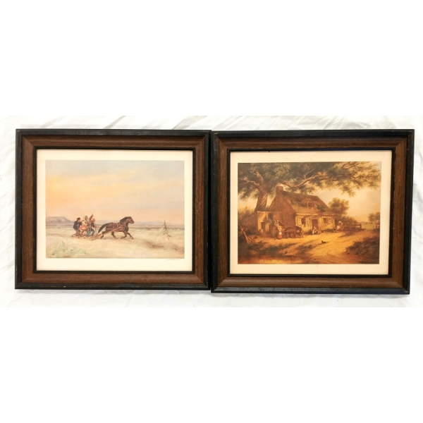 LOT OF 2 - "COTTAGE, STE. ANNE" & "SLEIGH CROSSING THE ICE" BY CORNELIUS KRIEGHOFF
