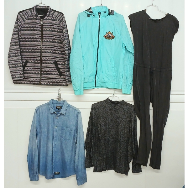 LOT OF 5 - WOMEN'S SHIRTS, JACKETS & JUMPSUIT - MFG MINIMUM, CLASSIFIED & WESC