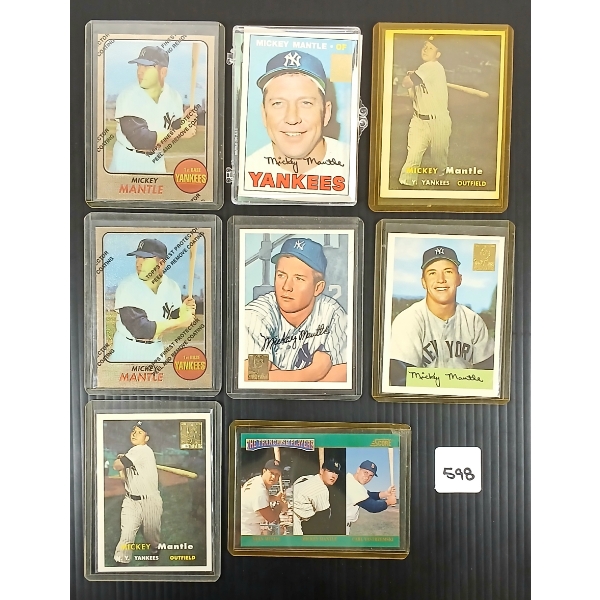 LOT OF 9 - MICKEY MANTLE BASEBALL CARDS 