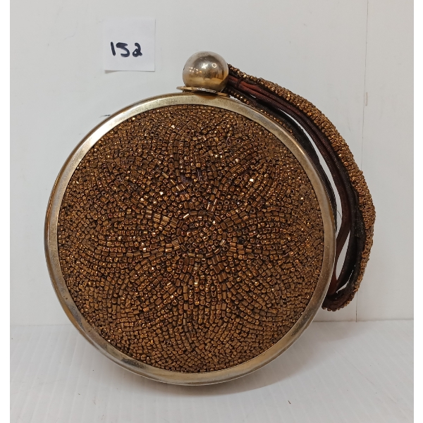 TYROLEAN BEADED ROUND CLUTCH PURSE