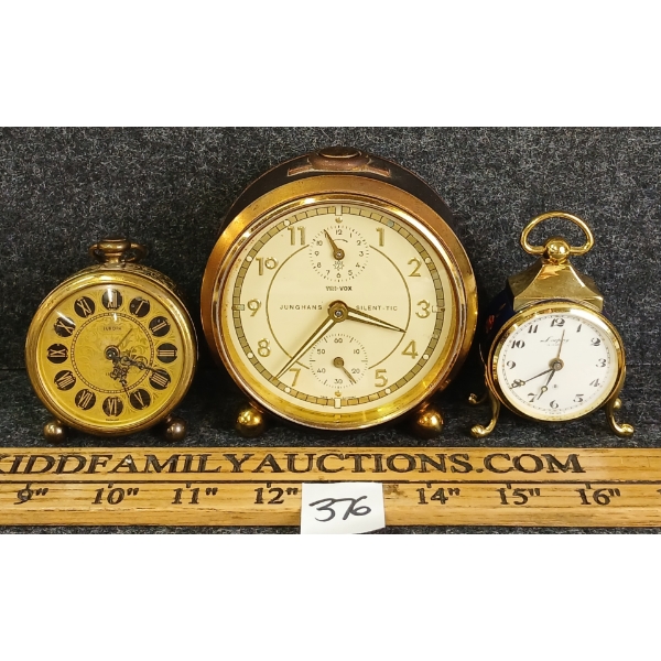 LOT OF 3 - EUROPA, LOOPING & JUNGHANS SILENT-TIC TRI-VOX ALARM CLOCKS