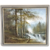 Image 1 : WATERFALL IN FOREST BY CHAPMAN - FRAMED OIL ON CANVAS