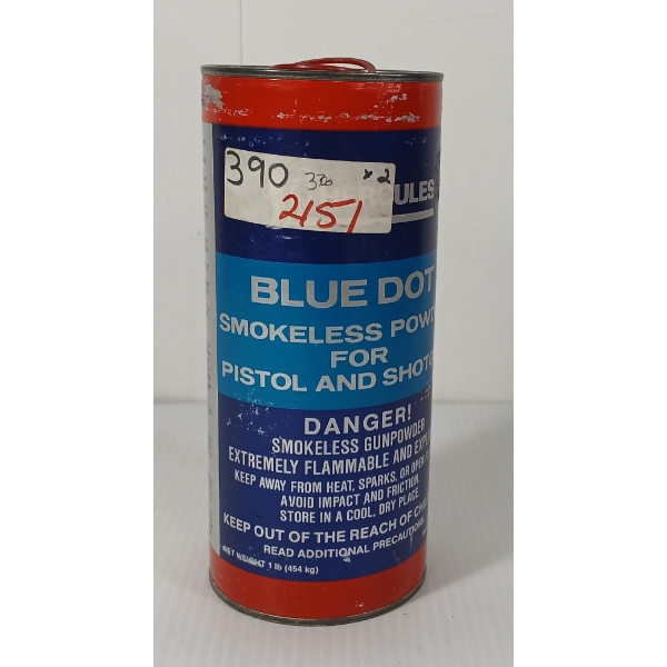 POWDER: HERCULES BLUE DOT PISTOL / SHOTGUN SMOKELESS POWDER - 1LBS