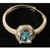 Image 4 : STERLING SILVER NATURAL SWISS BLUE TOPAZ HALO RING