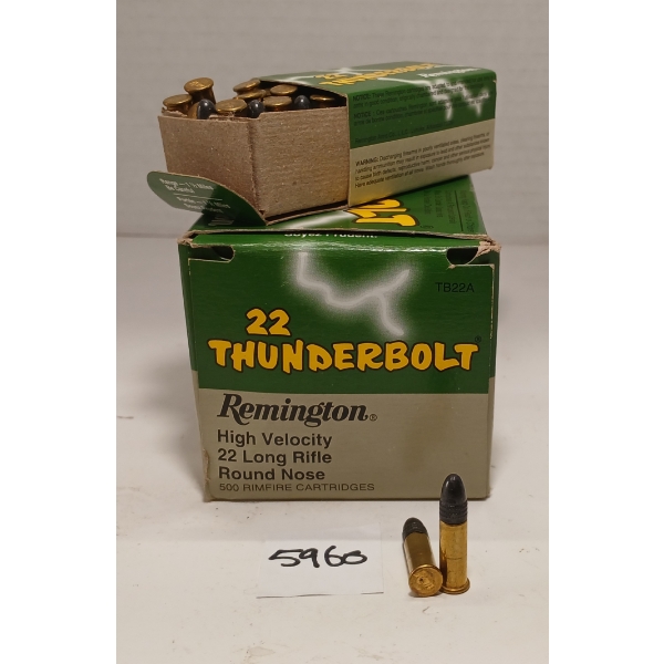 AMMO: APPROX 500X REMINGTON .22 LR THUNDERBOLT - 40GR - RN
