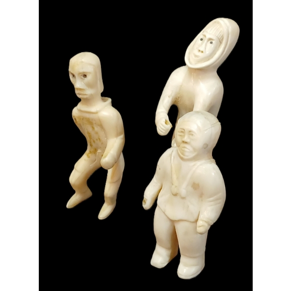 LOT OF 3 - MEN FIGURES BY UNKNOWN ARTIST - ANTLER