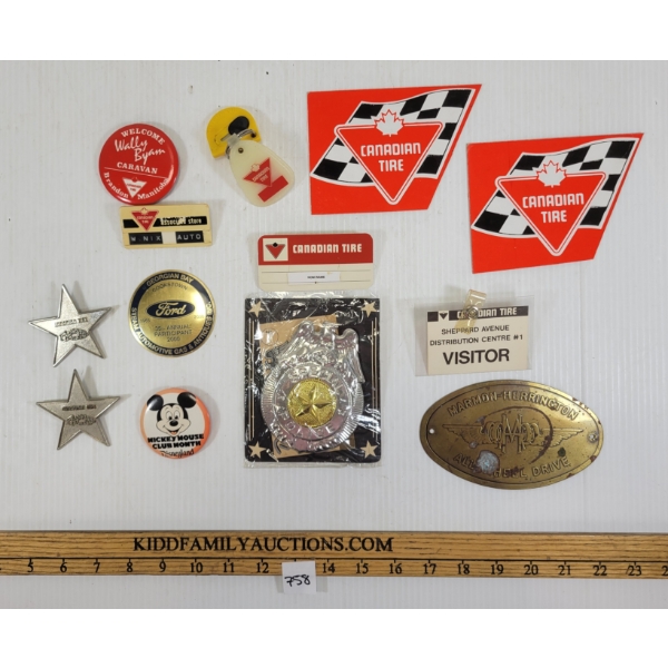 JOB LOT - PINS, BADGES & VISTOR TAGS, ETC