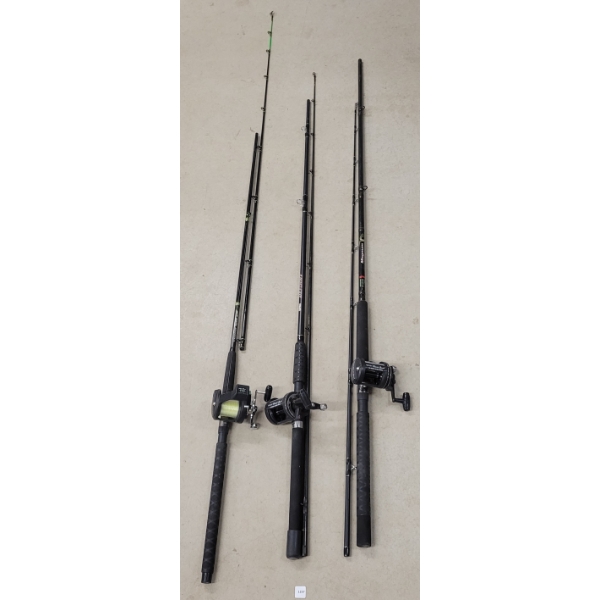 LOT OF 3 - FISHING RODS - MAGNUM RCT3, RAPALA DEFIANT & STREAMSIDE PREDATOR W/ REELS