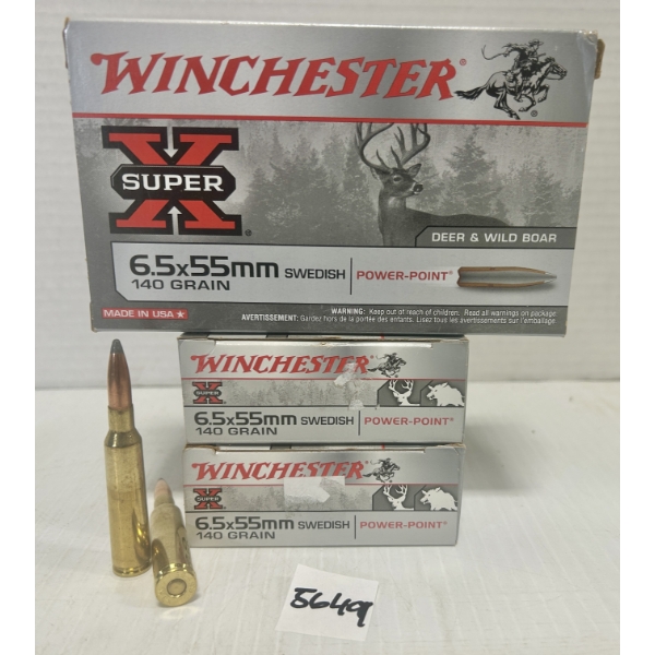 AMMO: 60X WINCHESTER 6.5X55 SWED 140GR.