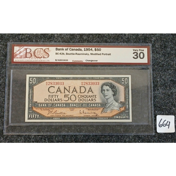 1954 CDN $50 BANKNOTE - BCS GRADED