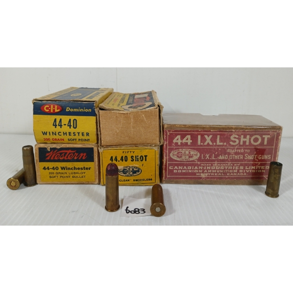AMMO / BRASS: 30X .44-40 WIN & SHOT - 200GR - SP LIVE  / 1X BRASS - COLLECTABLE BOXES