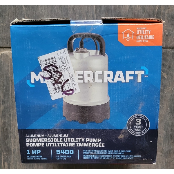 MASTERCRAFT ALUM SUBMERSIBLE UTILITY PUMP - 1HP - SEALED
