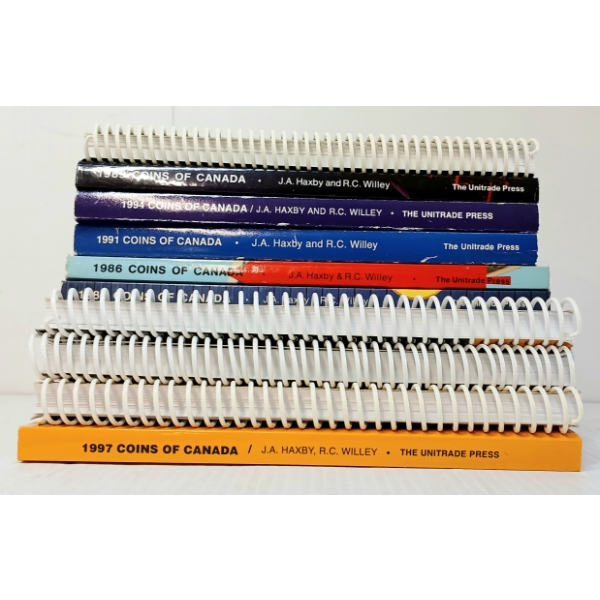 LOT OF 10 - 1986-2001 "COINS OF CANADA" BY HAXBY & WILLEY - BOOKS