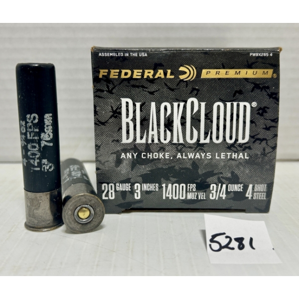 AMMO: 25X FEDERAL 28 GA 3IN NO4 STEEL