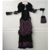 Image 2 : WOMEN'S TAFETTA SALOON GIRL COSTUME DRESS W/ SHAWL & HANDBAG