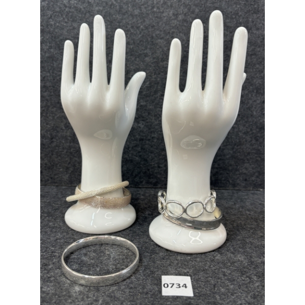LOT OF 5 - SS MARKED BANGLES 