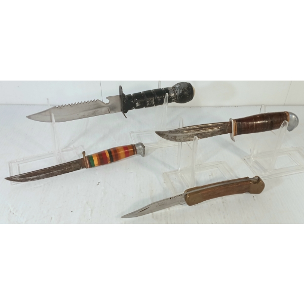 LOT OF 4 - MISC KNIVES - INCL SHEATH