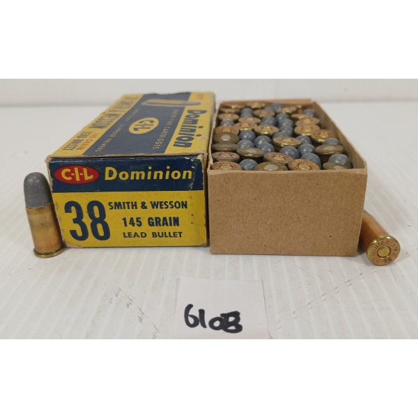 AMMO: 50X CIL DOMINION .38 SMITH & WESSON - 145GR - RN