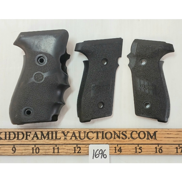 LOT OF 2 - SIG-SAUER FACTORY P229 GRIP PANELS & HOGUE RUBBER FULL WRAP FINGER GROOVE GRIPS