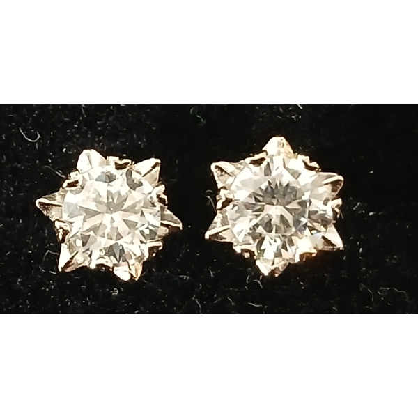 PAIR OF STERLING SILVER MOISSANITE LAB DIAMOND SNOWFLAKE STUD EARRINGS
