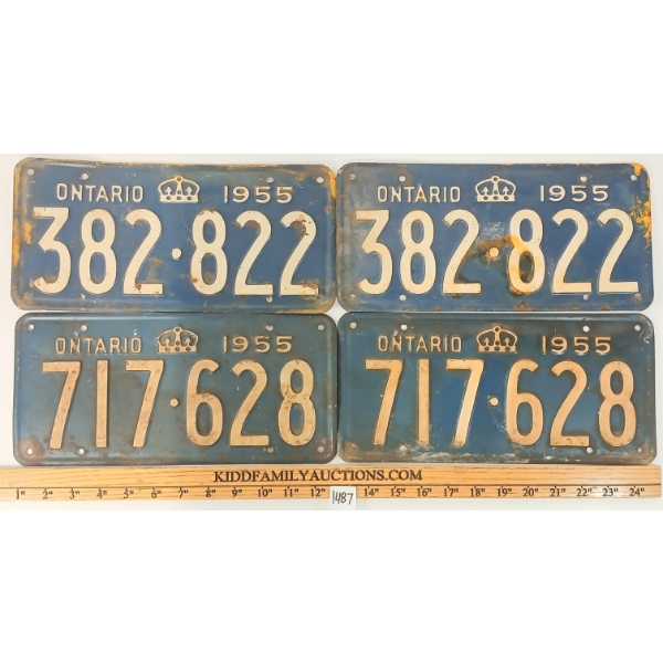 LOT OF 2 - PAIR OF 1955 ONTARIO LICENCE PLATES